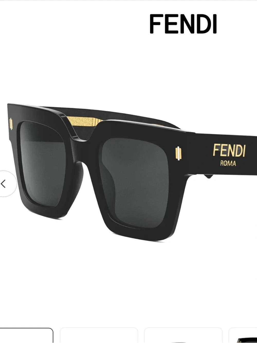 Fendi Black Logo Square Sunglasses - Picture 2 of 10